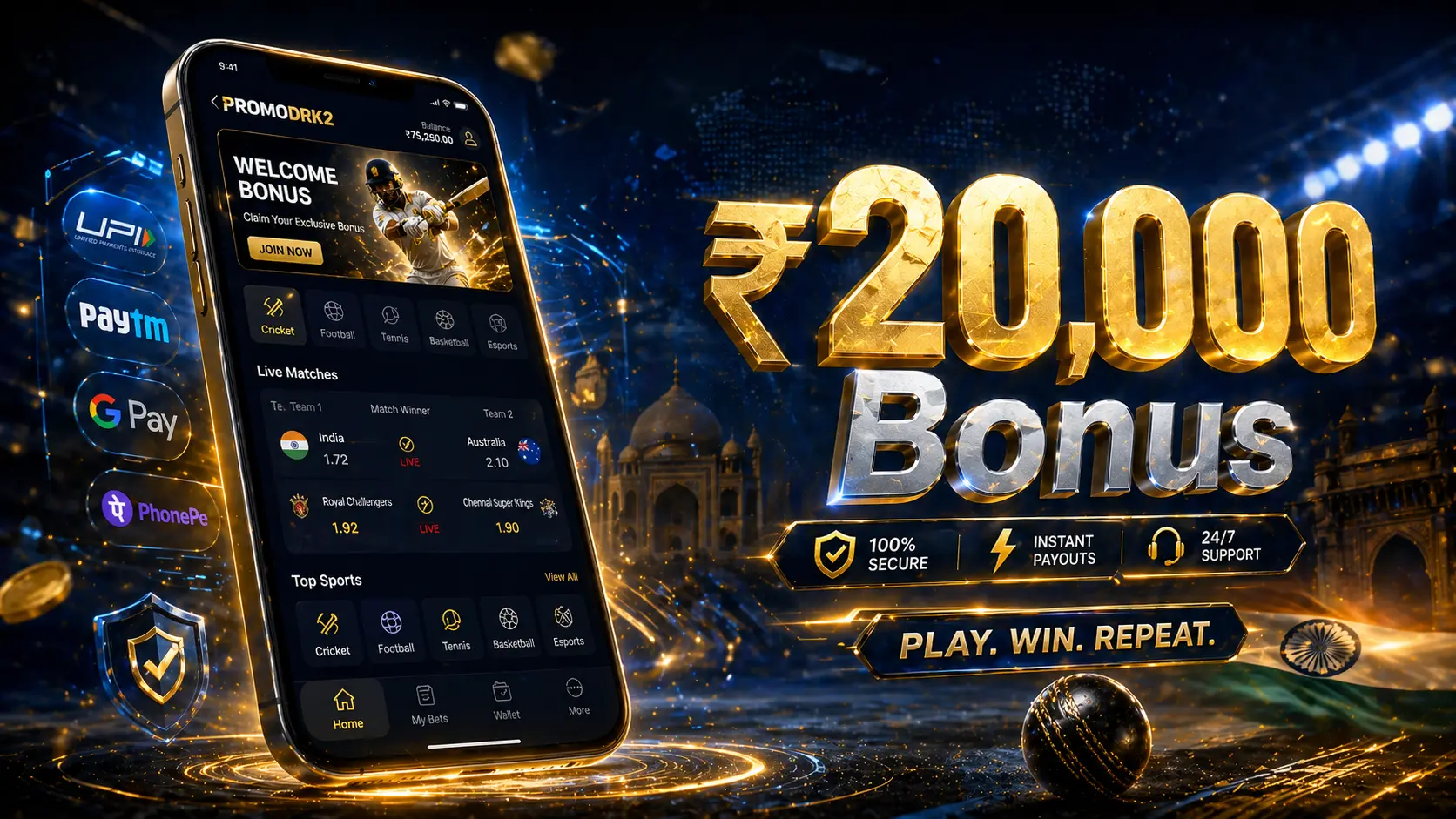 Betongame promo code India UPI bonus DRK2