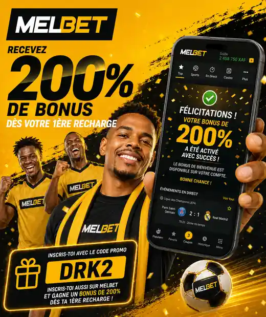 Bonus MelBet 200% avec le code promo DRK2