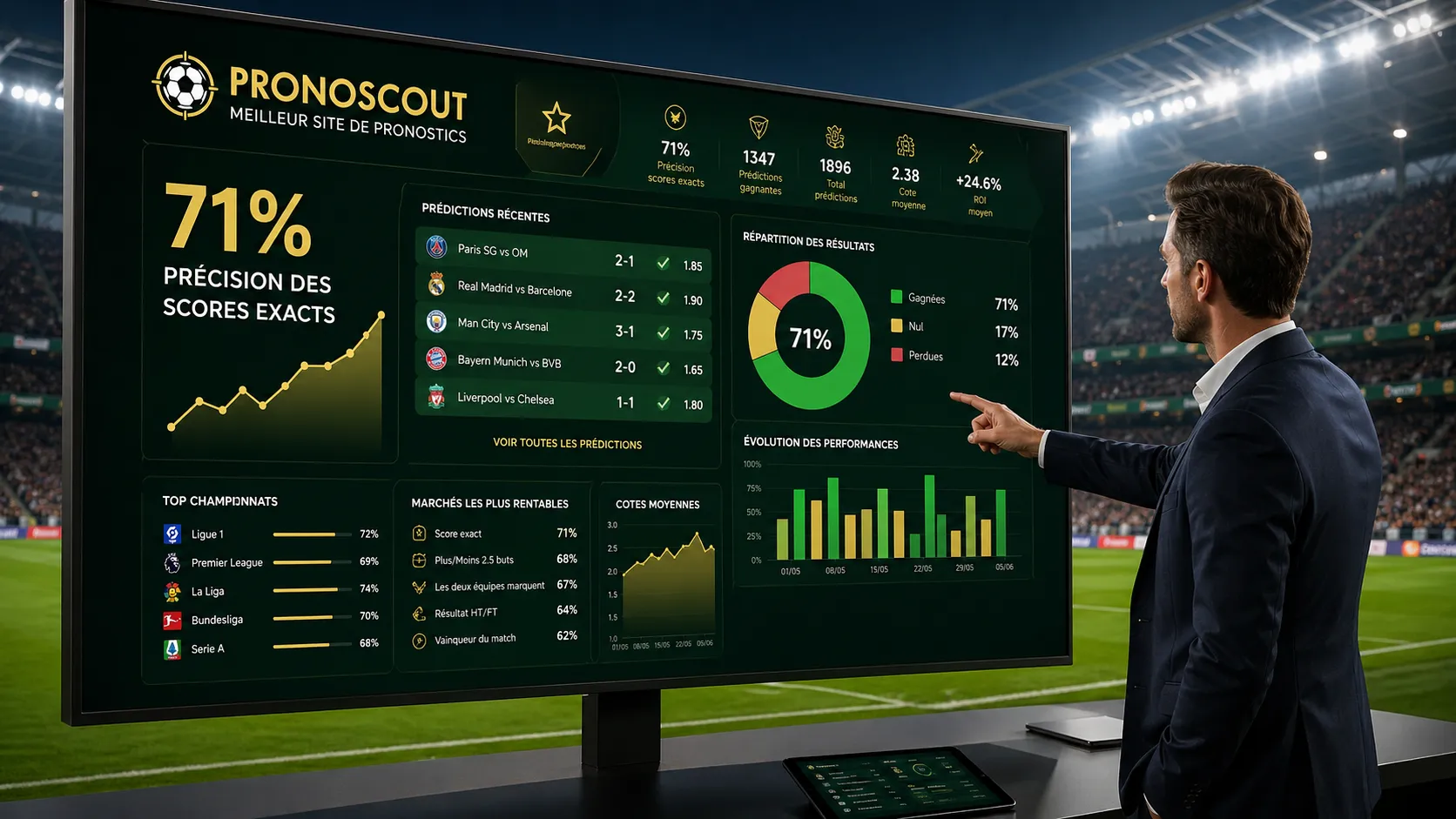 Pronoscout : le meilleur site de pronostics sportifs au monde | Statistiques imbattables & code promo