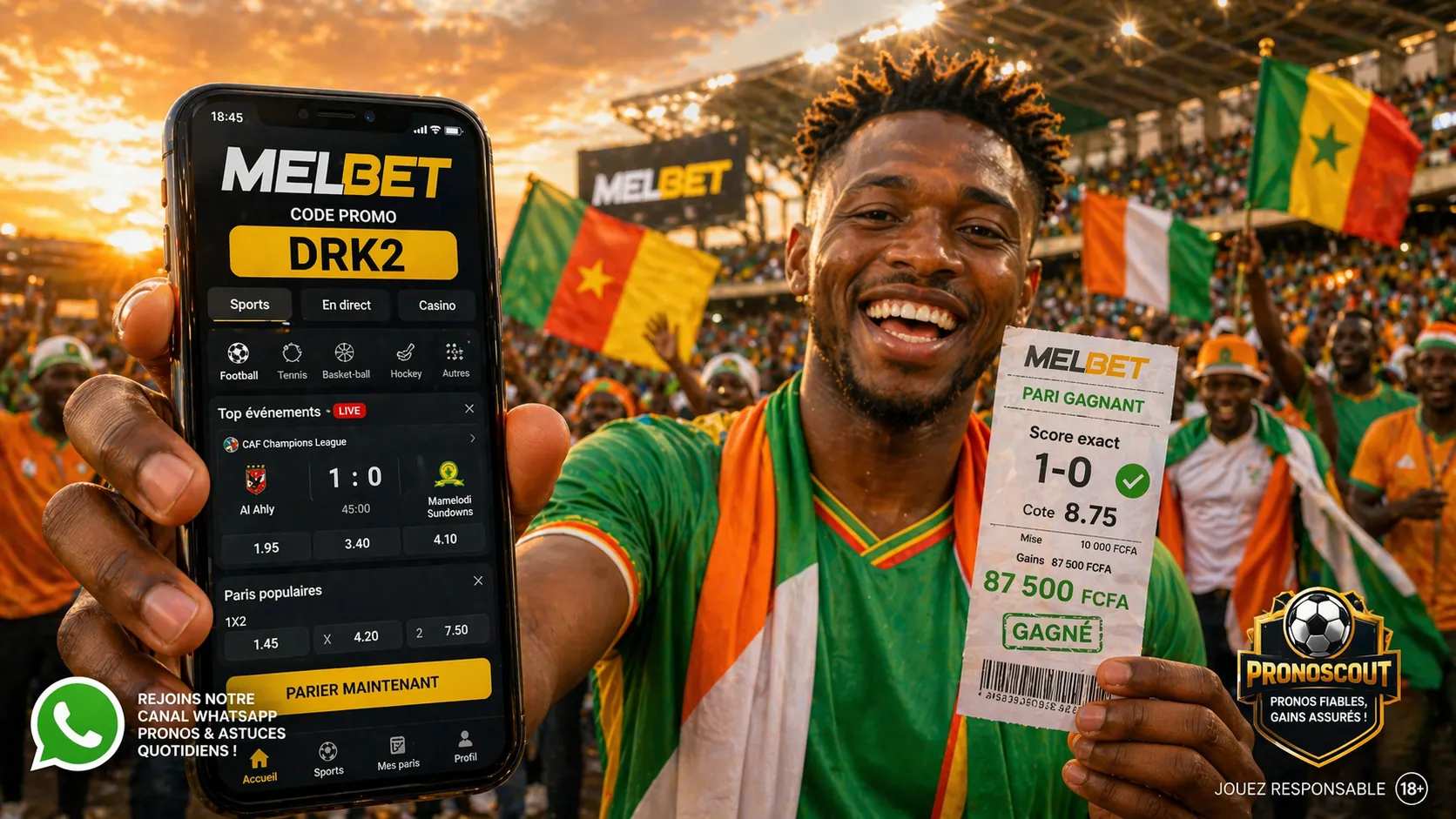 Code promo MelBet 2026 : DRK2 – Bonus 200% et pronostics score exact